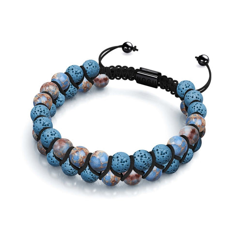 Blauer Ozeanjaspis | Rotguss | Lavastein-Diffusor-Armband